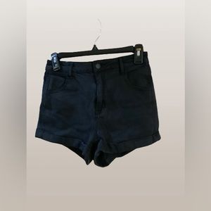 High Rise Black Denim Shorts
